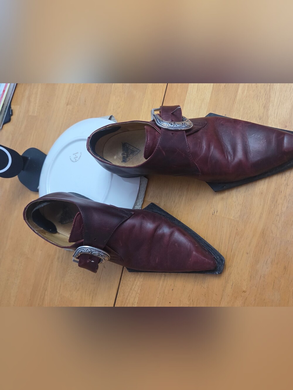 John Fluevog Swordfish, Distressed Burgundy Dunaway